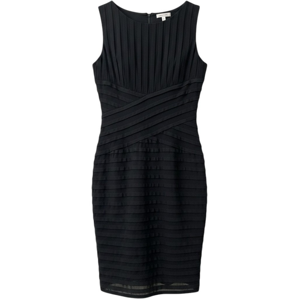 Calvin Klein Womens Black Pleated Tiered Sleeveless Sheath Dress Size 6